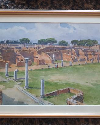 Quadro acquerello Ostia antica