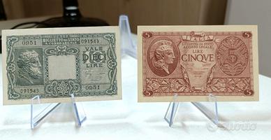Lotto 10 e 5 Lire Regno D'Italia