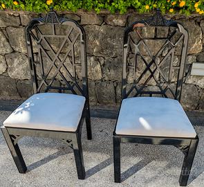 Coppia Sedie Vintage Hollywood Regency Chinoserie