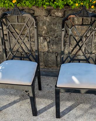 Coppia Sedie Vintage Hollywood Regency Chinoserie