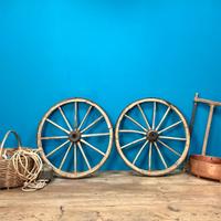 COPPIA DI RUOTE DI CARRO IN LEGNO CALESSE CARROZZA