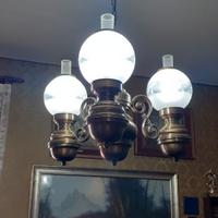 Lampadario in ottone massiccio a 3 luci
