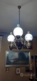 Lampadario in ottone massiccio a 3 luci