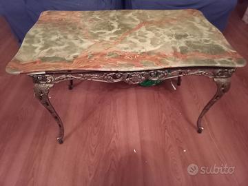 Tavolino Vintage anni '60 in Onice Verde e Ottone