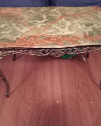 Tavolino Vintage anni '60 in Onice Verde e Ottone