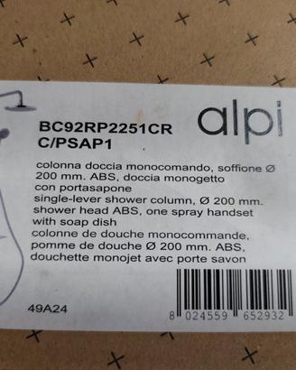 Colonna doccia Alpi monocomando 