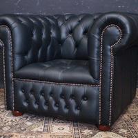 Poltrona originale Chesterfield club in pelle nera