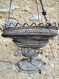 Vaso per fiori vintage in filo di ferro 