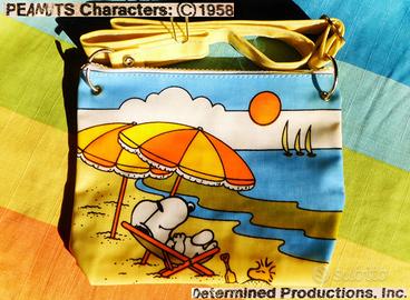 🏖️ VINTAGE SNOOPY Astuccio Borsetta Spiaggia Mare