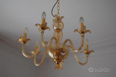 Lampadario artigianale in vetro di Burano 6 luci