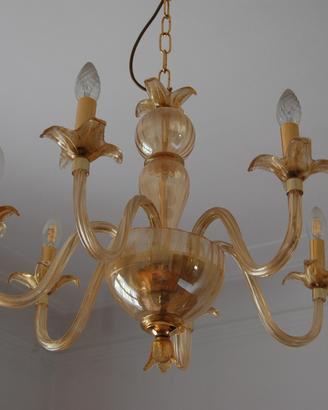 Lampadario artigianale in vetro di Burano 6 luci