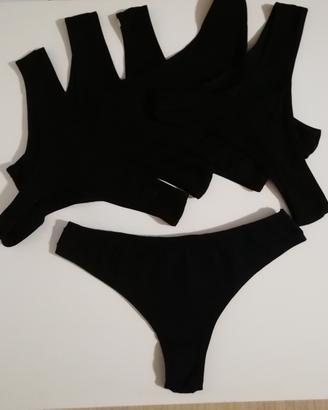 6 PAIA DI MUTANDINE DONNA NERE TAGLIA 3 O M