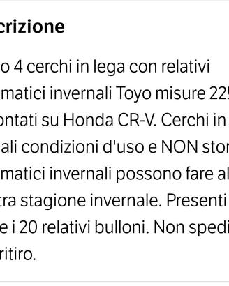 cerchi honda cr-v 1.6 i-dtec 160 cv awd 
