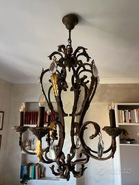 Lampadario ferro battuto