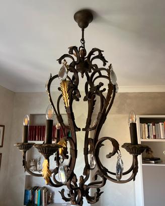 Lampadario ferro battuto