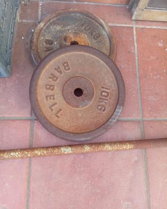 2 pesi 10kg più bilanciere 