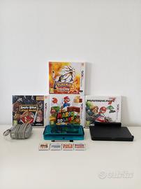 Nintendo 3ds con caricabatterie, pennino, 4 giochi