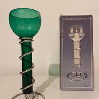 Portacandela in vetro verde