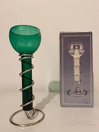 Portacandela in vetro verde