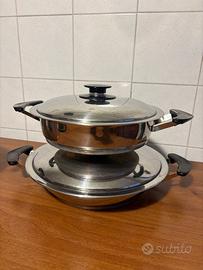 Coppia Casseruole AMC vintage cm 28 acciaio inox