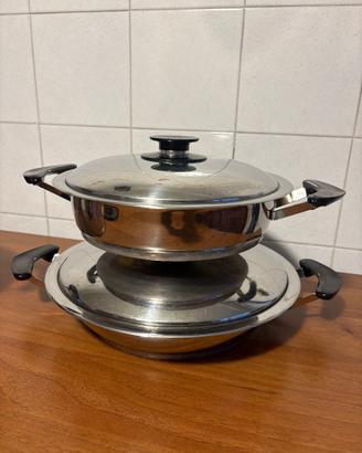 Coppia Casseruole AMC vintage cm 28 acciaio inox