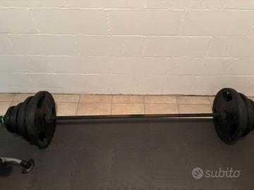 bilanciere + bilanciere EZ + 110 kg di dischi