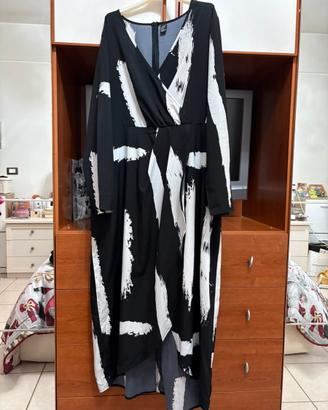 Abito lungo bianco e nero Shein Curve taglia 2XL