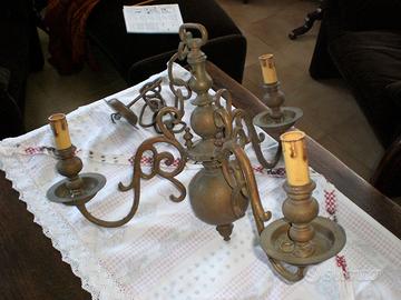 Lampadario in ottone inizio '900 fusione atristica