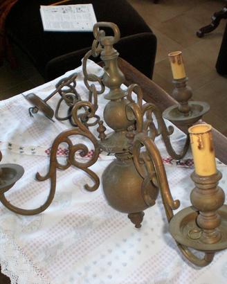 Lampadario in ottone inizio '900 fusione atristica