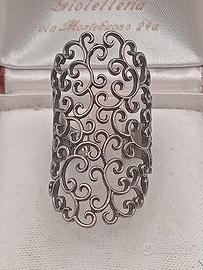 anello scudo vittoriano barocco argento 925 brunit