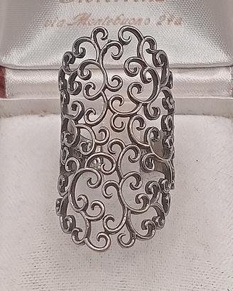 anello scudo vittoriano barocco argento 925 brunit