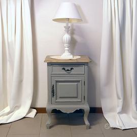 Comodino Shabby Chic Colore Grigio Polvere - Arredamento e