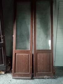 3 porte finestre in legno con vetri doppi e manigl