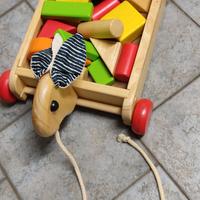 Gioco bimbi carretto papera scatola forme legno 