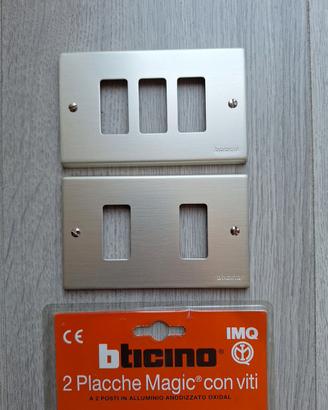 2 Placche BTicino Magic Alluminio Oxidal 2/3 posti