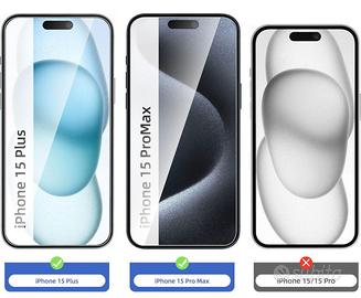 4x vetro temprato iPhone 15 Plus - iPhone 15 Pro M