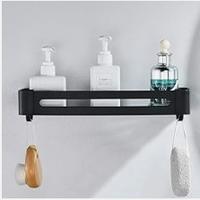 Mensola da doccia di metallo nera con ganci nuova