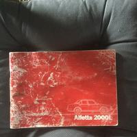 Alfetta 2000 L libretto uso e manutenzione