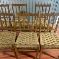 Set 6 sedie legno paglia