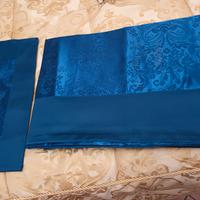 coppia di lenzuola matrimoniale in raso blu