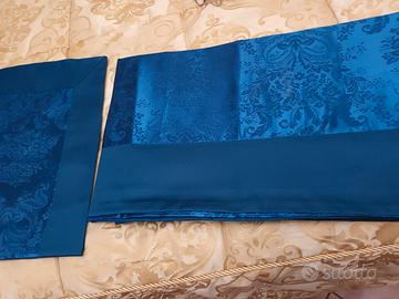 coppia di lenzuola matrimoniale in raso blu