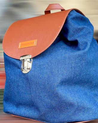 Zaino in jeans e ecopelle fatto a mano