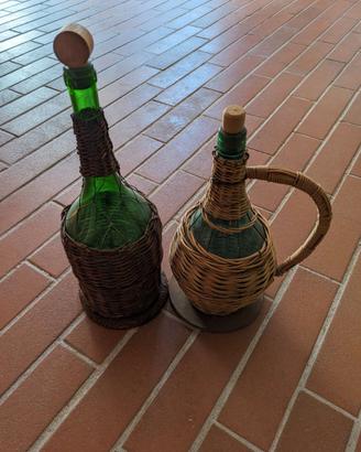Fiaschetti vimini impagliati Artigianato Vintage
