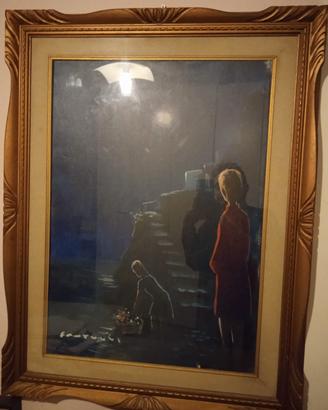 Dipinto a olio Eliano Fantuzzi Notturno con figure