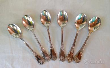 6 cucchiaini vintage placati argento 