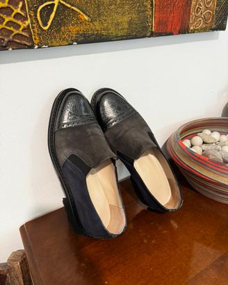 Mocassino donna vernice e scamosciato blu