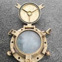 Oblo ottone massiccio antico veliero