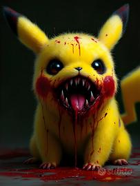 Stampa Serigrafia Numerata Pokemon Pikachu Creepy