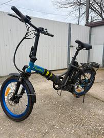 Bicicletta elettrica pieghevole Argento Piuma Blu