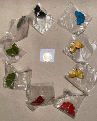SET DI 9 SPILLE, RAFFIGURANTI FARFALLE BIRMANE